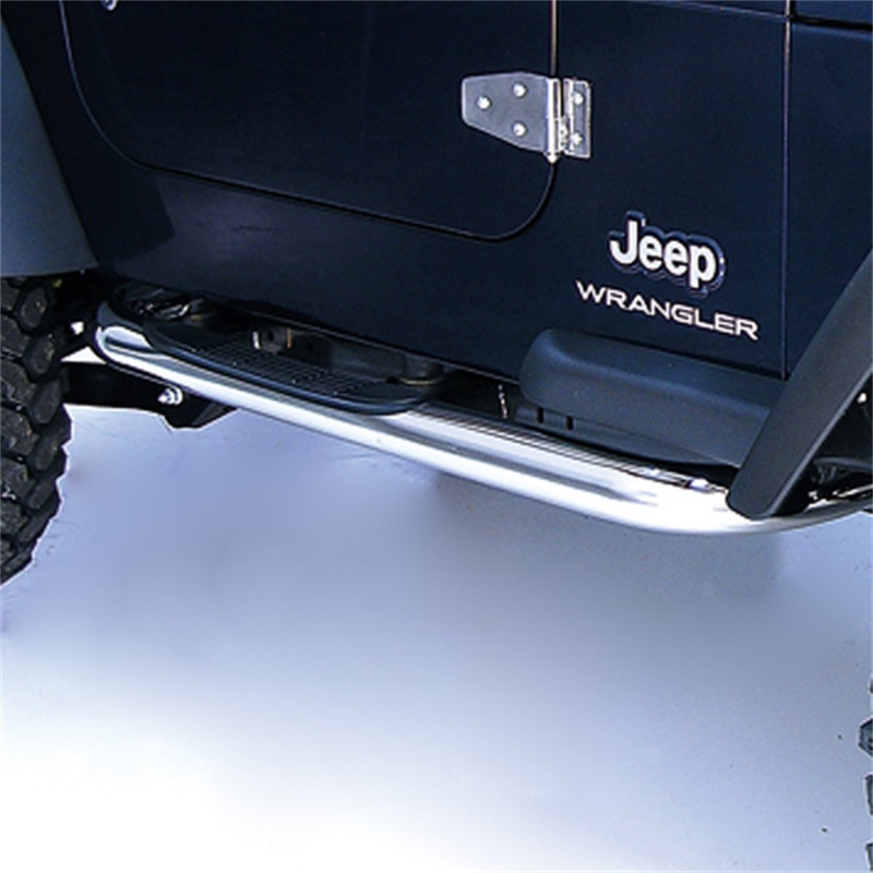 Jeep Wrangler TJ Side Steps - Rugged Ridge - 3-Inch Round Stainless - `97-`06